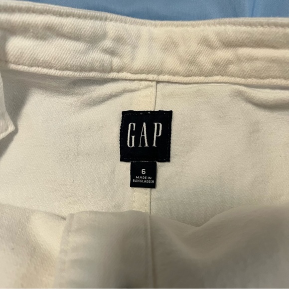 GAP Cream White Jean Button-Front Mini Dress Size 6 - Picture 2 of 9